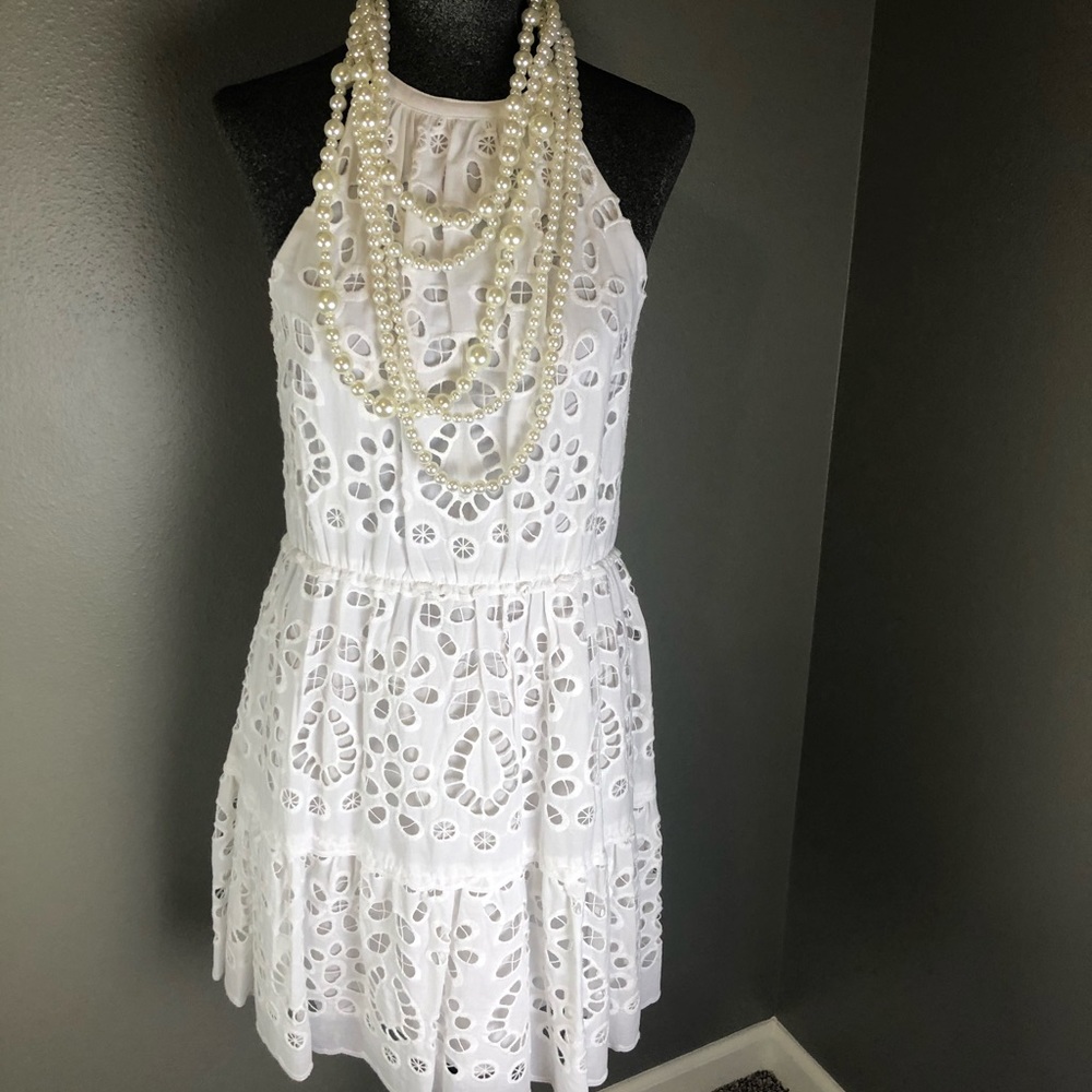 Ivory Eyelet Halter Gianni Bini Dress